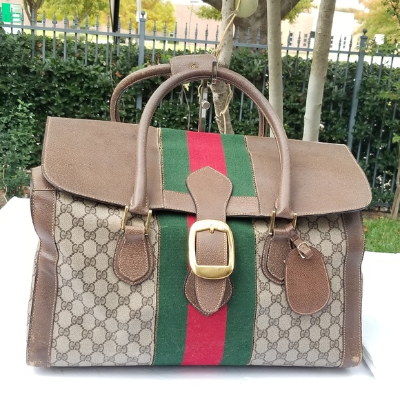 Vintage Gucci Rare UNISEX Boston Carryall weekender mini luggage XL handbag - Picture 1 of 16